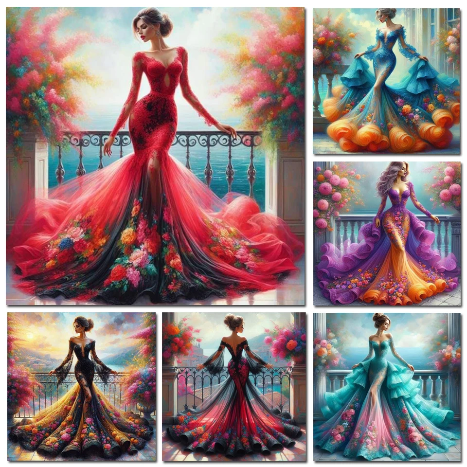 Photo Mosaic Print - DIY 다이아몬드 페인팅, 아름다운 드레스를 입은