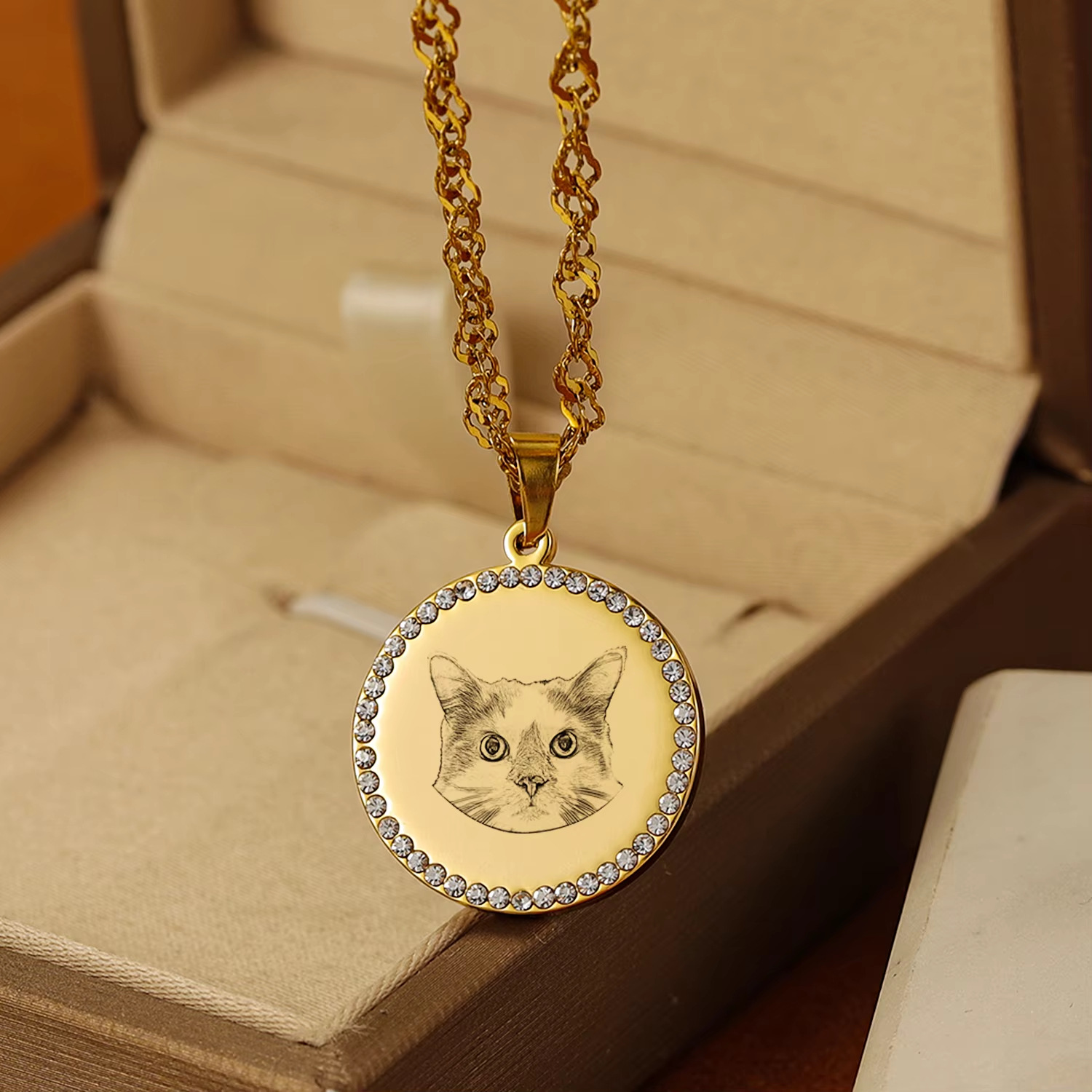 Pet Portrait Custom - 맞춤 각인 사진 패턴 디스크 목걸이