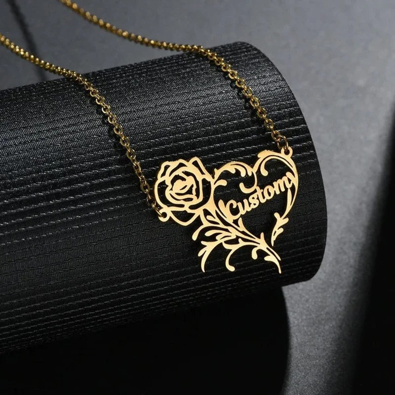 맞춤형 이름 장미 하트 매력 목걸이, 로맨틱 맞춤형 스 - Birth Flower Necklace 리뷰 및 가격