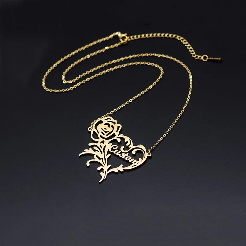 맞춤형 이름 장미 하트 매력 목걸이, 로맨틱 맞춤형 스 - Birth Flower Necklace 리뷰 및 가격