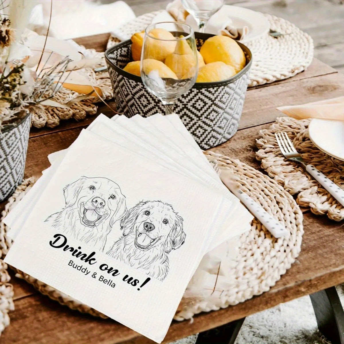 맞춤형 반려동물 초상화 칵테일 냅킨 – 개성 있는 그림 - Pet Portrait Custom 리뷰 및 가격
